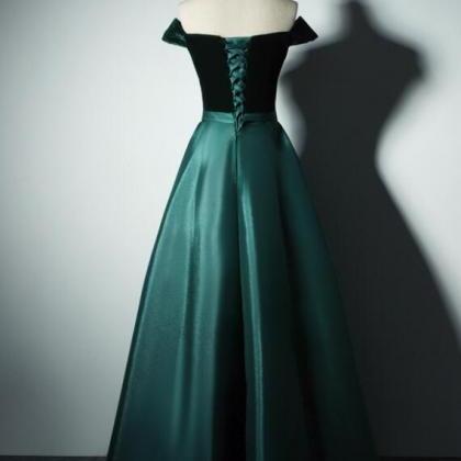 Green Prom Dresses, Pretty Green Off Shoulder..