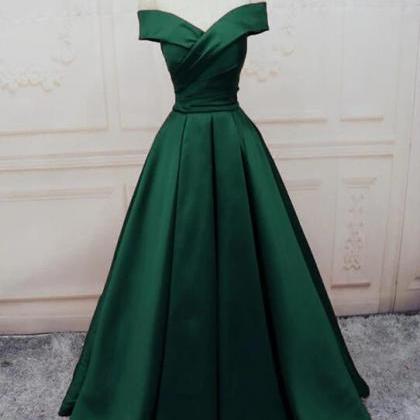 Charming Dark Green Wedding Guest Dress,satin Off..