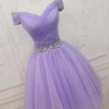Cute Light Purple Party Dress,sweetheart Knee..