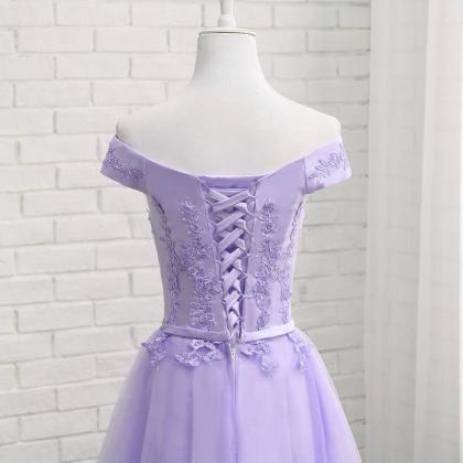 Light Purple Tulle Graduation Dress,short..