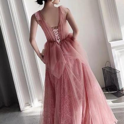 Pink Prom Dress, Temperament Long Evening Dress,..