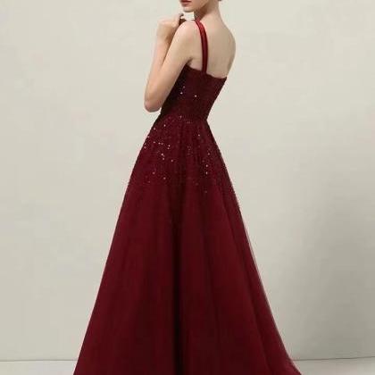 Spaghetti Strap Prom Dress,red Party..