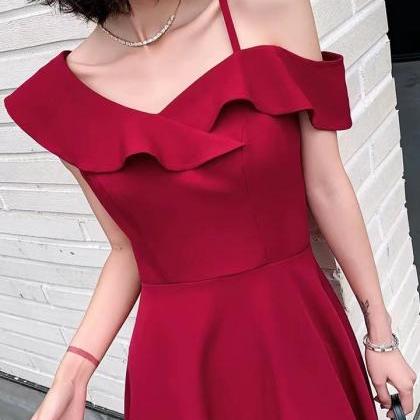 One Shoulder Prom Dress,red Party Dress,stylish..