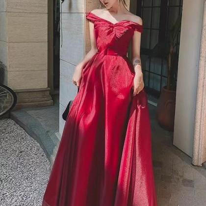 Red Party Dress, Off Shoulder Prom Dress, Cute..
