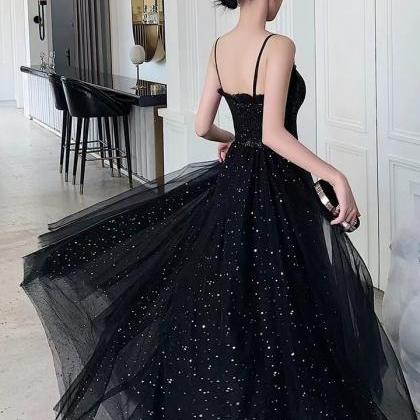Black Party Dress, Halter Neck Prom Dress, Sexy..