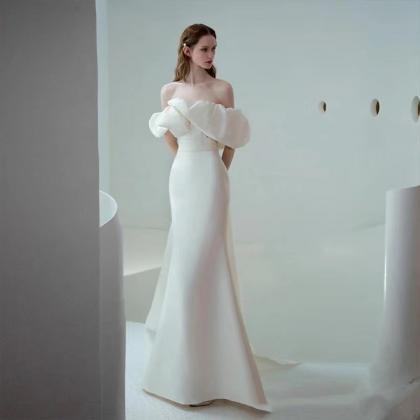 Light Wedding Dress, Off Shoulder Weddning Dress,..