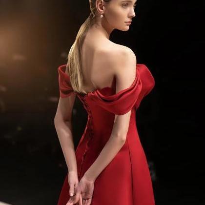 Black/Red Off-Shoulder Embroidered Dress