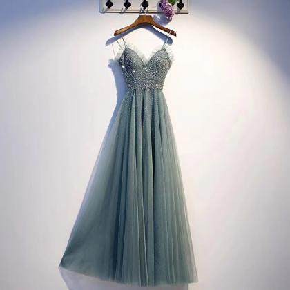 Spaghetti Strap Party Dress,light Green Prom Dress..