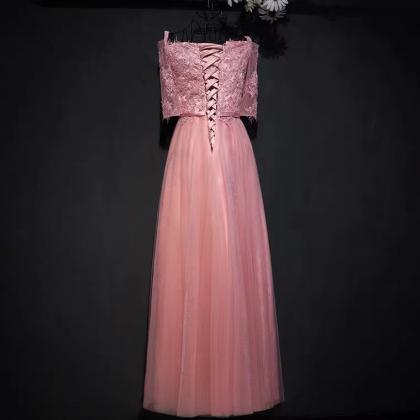 Off Shoulder Prom Dress,pink Party Dress,formal..