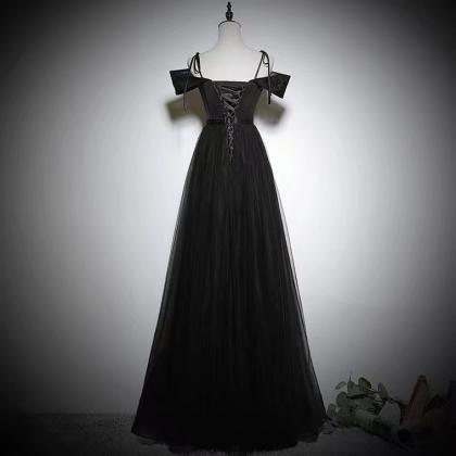 Black Evening Gowns, Cute Prom Dress,spaghetti..