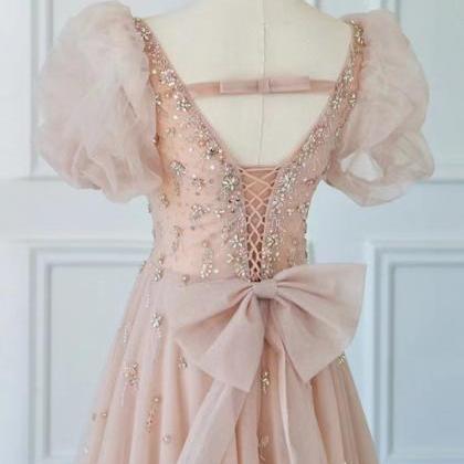 Luxury Beaded Party Dress,pink Bridal Dress, Off..