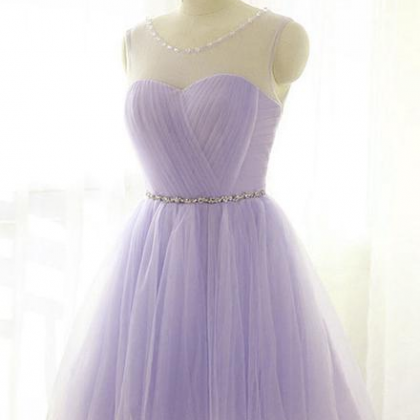 Cute Lavender Homecoming Dress With Belt, Short..