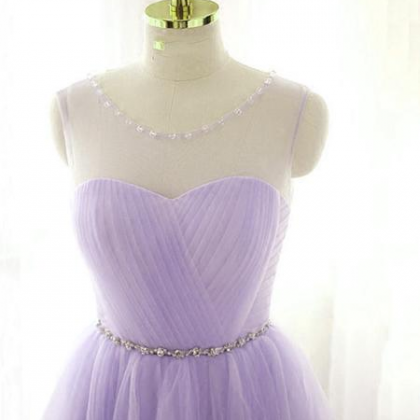 Cute Lavender Homecoming Dress With Belt, Short..