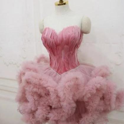 Birthday Party Dress,girl Feather Evening Dress,..