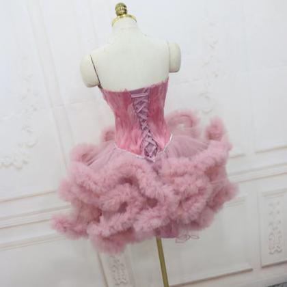 Birthday Party Dress,girl Feather Evening Dress,..
