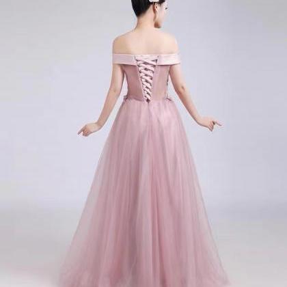 Off Shoulder Prom Dress, Pink Prom Dress, Sweet..