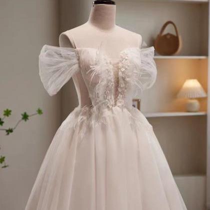 Spaghetti Strap Prom Dress, White Evening Dress,..
