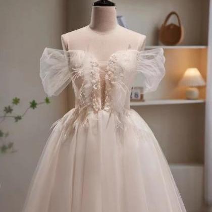 Spaghetti Strap Prom Dress, White Evening Dress,..