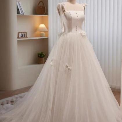 Spaghetti Strap Prom Dress,white Evening Dress,..