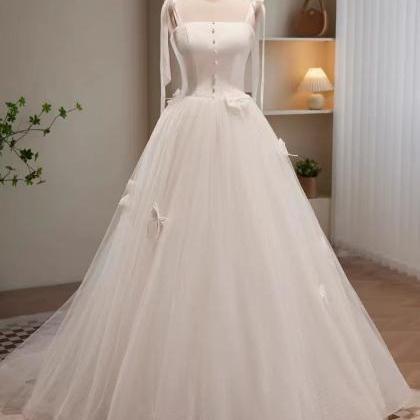 Spaghetti Strap Prom Dress,white Evening Dress,..