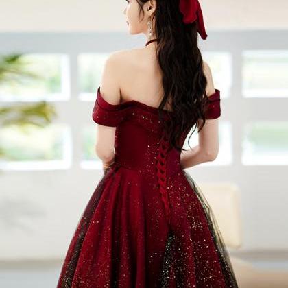 Off Shoulder Prom Dress, Red Evening Dress,..