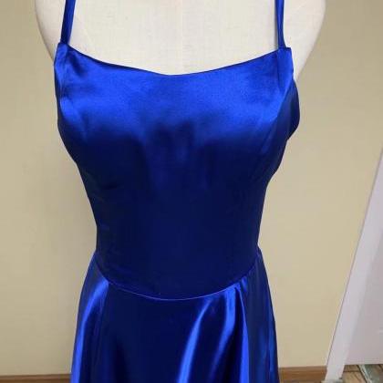 Spaghetti Strap Prom Dress,royal Blue Evening..