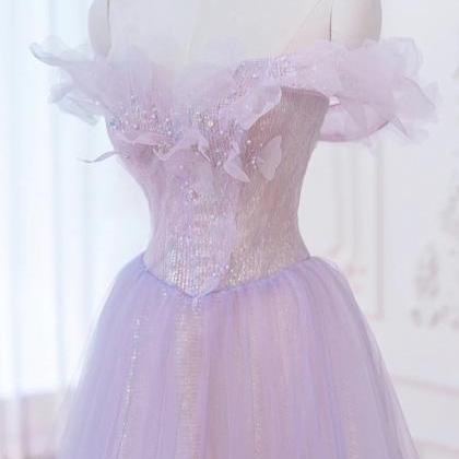 Purple Evening Dress, Light Luxury, Birthday..