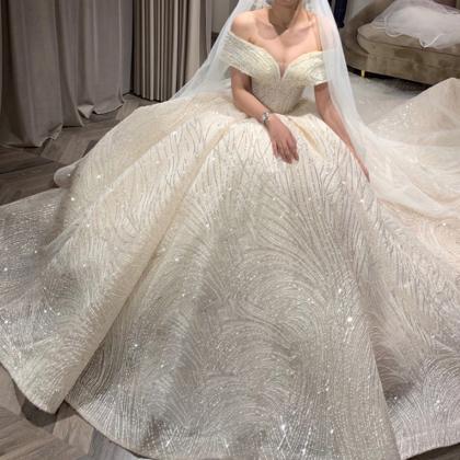 Luxury Wedding Dress,white Bridal Dress,sequin..