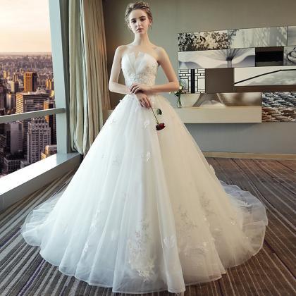 Strapless Wedding Dress, White Wedding Dress,..