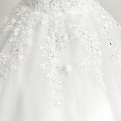 White Bridal Dress,sleeveless Prom Dress,lace Ball..