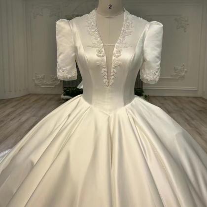 White Bridal Dress,v-neck Wedding Dress,ball Gown..