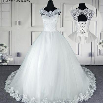 Cap Sleeve Bridal Dress ,white Wedding..