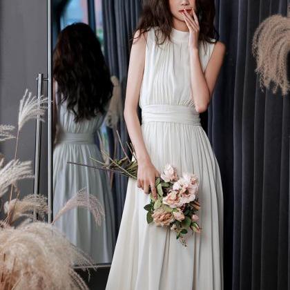 White Prom Dress,sleeveless Prom Dress,stylish..