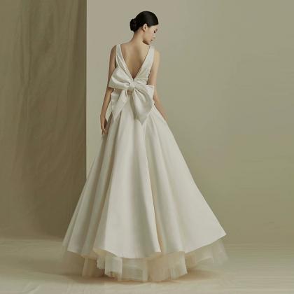 V-neck Bridal Dress, Sexy Wedding Dress, Satin..