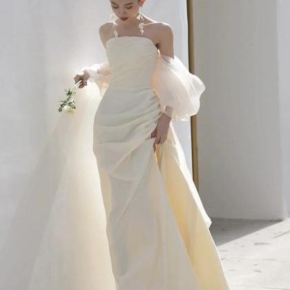 Off Shoulder Bridal Dress, Simple Atmospheric..