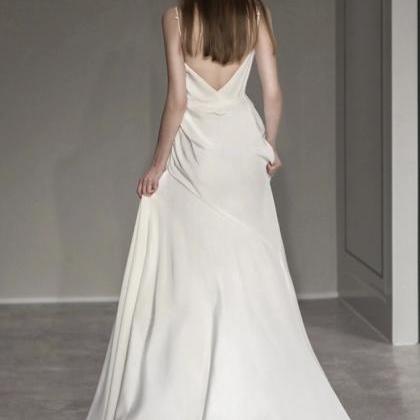 Spaghetti Strap Bridal Dress, Simple Wedding..