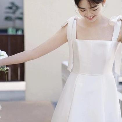 Spaghetti Strap Bridal Dress, Simple Wedding..