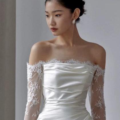 Sexy Wedding Dress,off Shoulder Bridal Dress,satin..