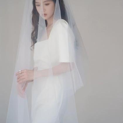 Square Collar Wedding Dress,white Satin Dress,..