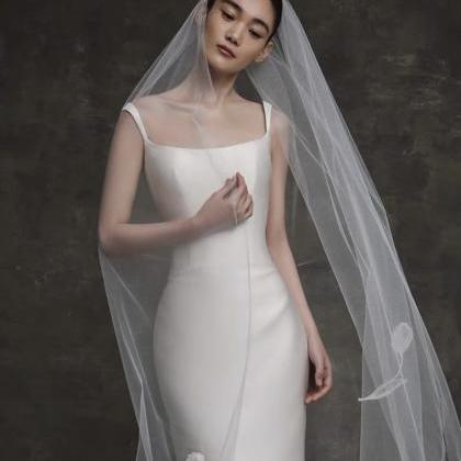 Satin Wedding Dress, Sleeveless Bridal Dress,..