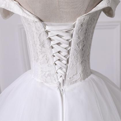 Off Shoulder Bridal Dress, Fluffy Gauze Light..