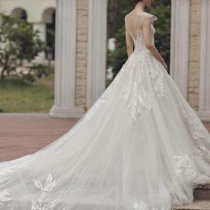 Cap Sleeve Bridal Dress,white Wedding Dress,dream..