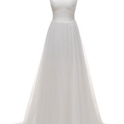Sleeveless Wedding Dress, White Bridal..
