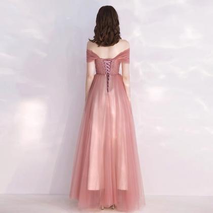 Spaghetti Strap Evening Dress, Pink Long Dress,..