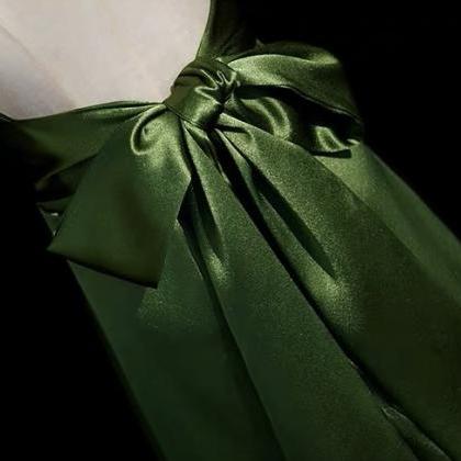 Halter Neck Prom Dress,satin Evening Dress,green..