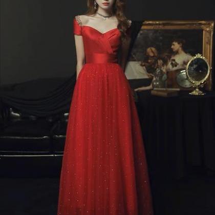 Off Shoulder Prom Dress,charming Evening Dress,red..