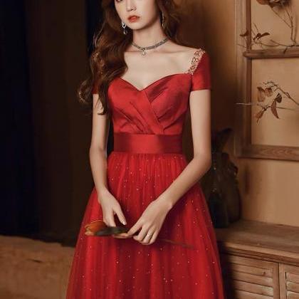 Off Shoulder Prom Dress,charming Evening Dress,red..