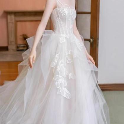 Strapless Wedding Dress, White Bridal..