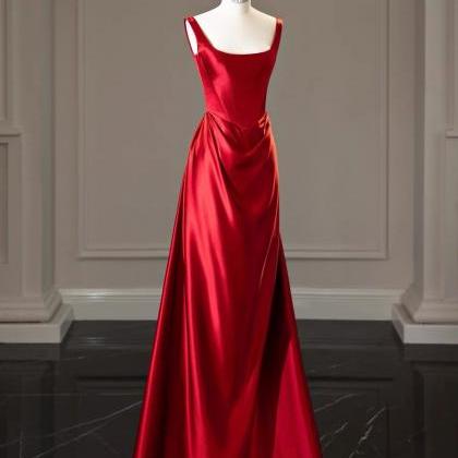 U-neck Prom Dress,chic Wedding Dress, Red Party..