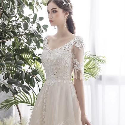 O-neck Prom Dress,tulle Bridal Dress,white Wedding..